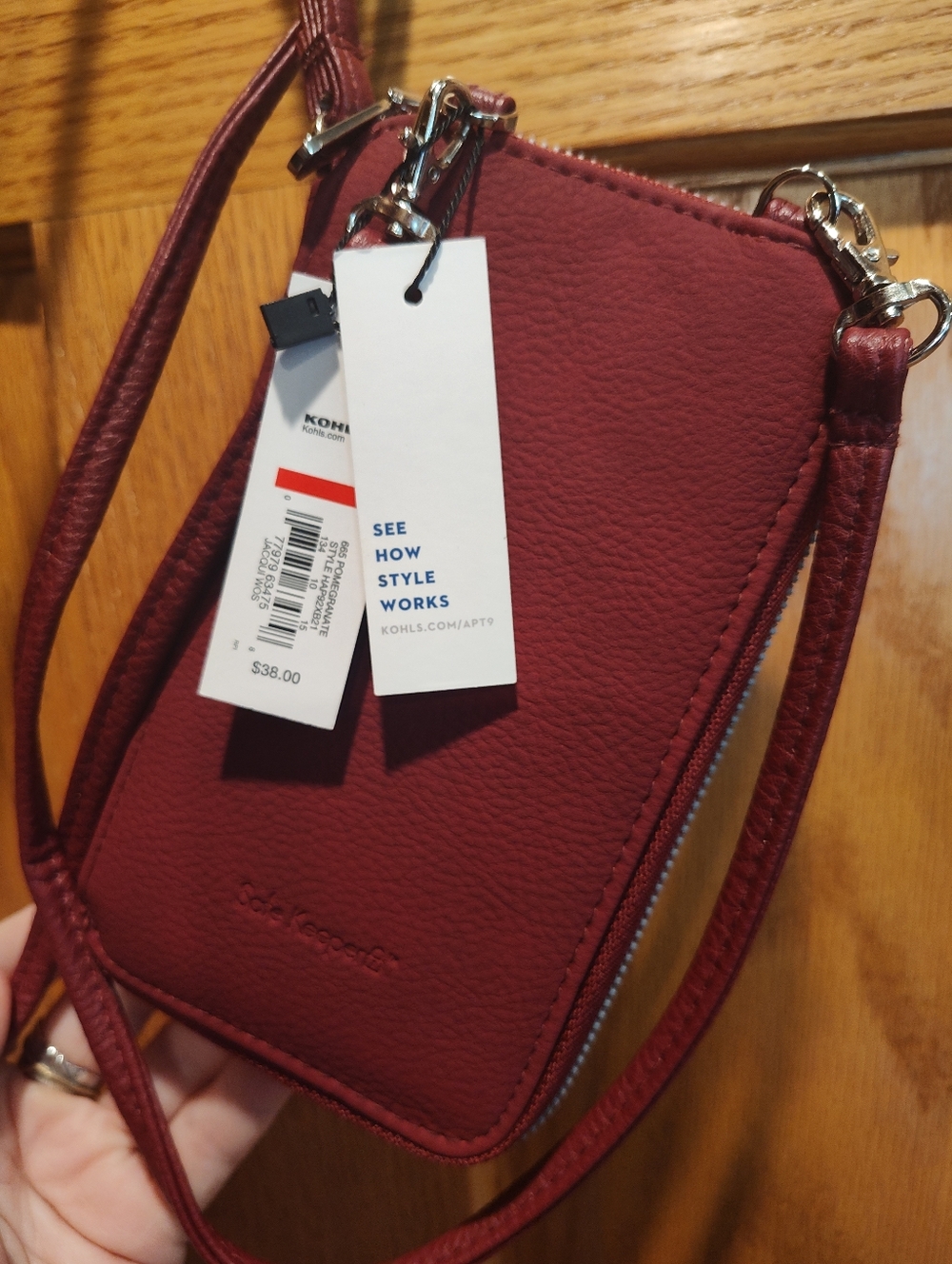 Apt. 9 Compact Crossbody-Safe Keeper-RFID Blocking Wallet In Pomegranate - Picture 3 of 4